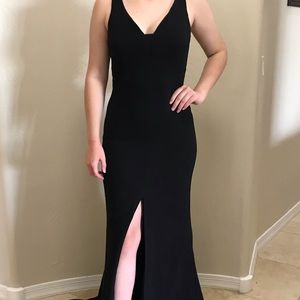 WHBM SL Black Gown With Front Slit, Sz 4, NWT